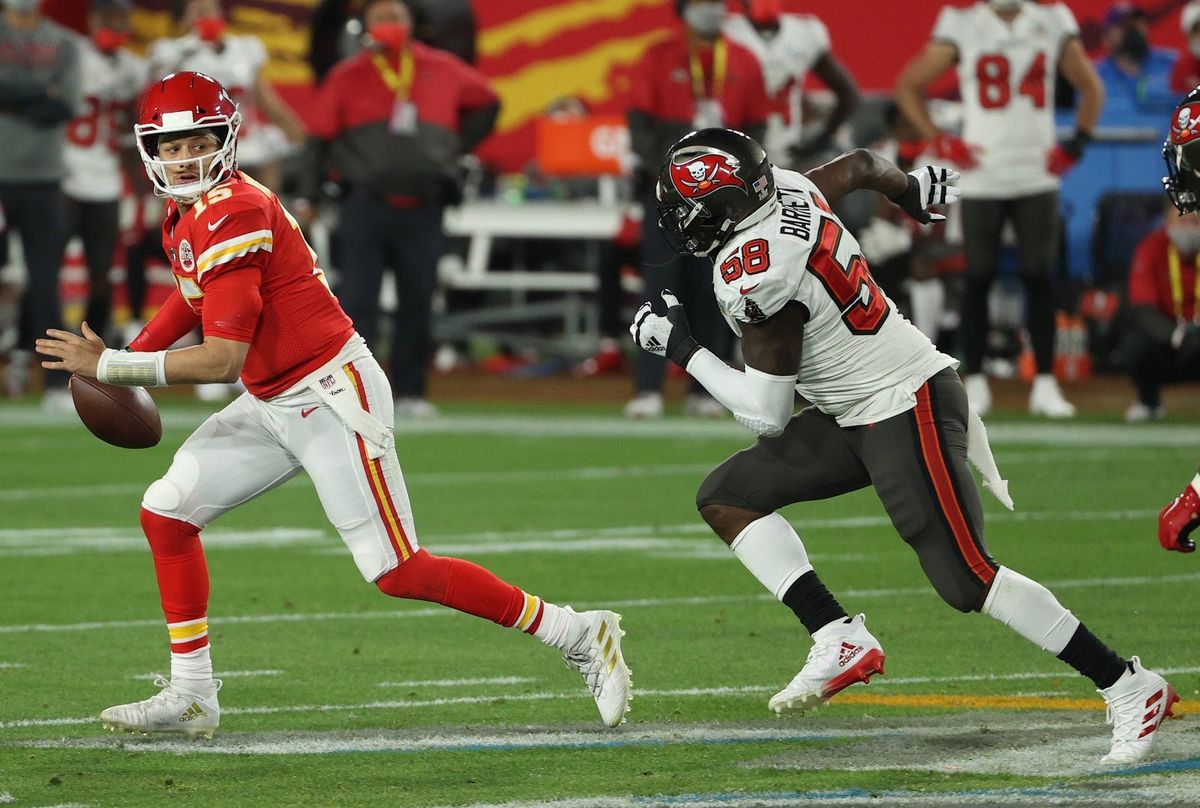Tampa’s Shaq Barrett was on top of Patrick Mahomes all throughout last night’s lopsided victory.