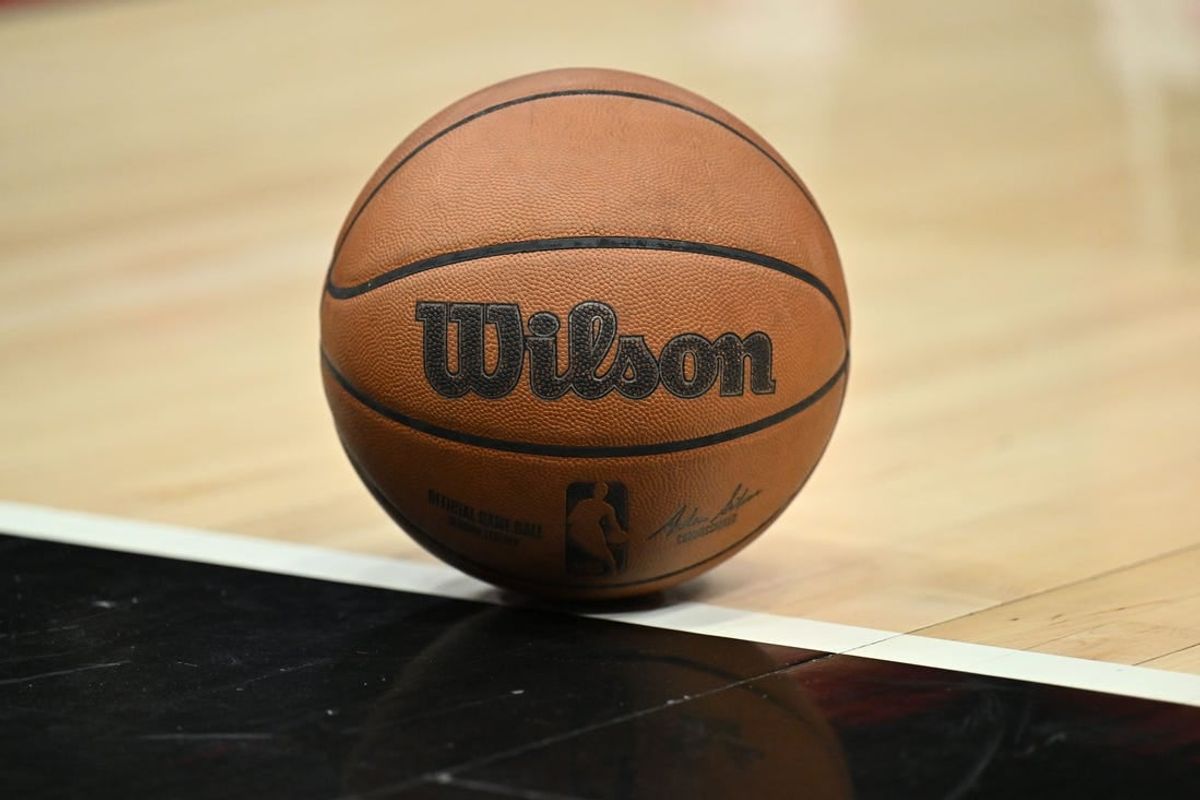Nov 8, 2023; Chicago, Illinois, USA;  A general view of a basketball on floor during an NBA game between the Phoenix Suns and the Chicago Bulls at United Center.