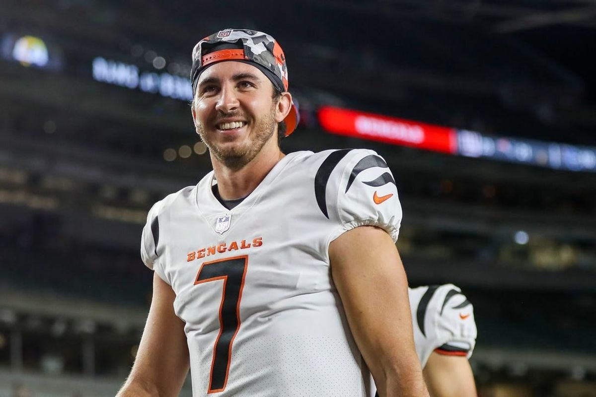 Aug 12, 2022; Cincinnati, Ohio, USA; Cincinnati Bengals quarterback Drew Plitt (7) walks off the field after the game against the Arizona Cardinals at Paycor Stadium.