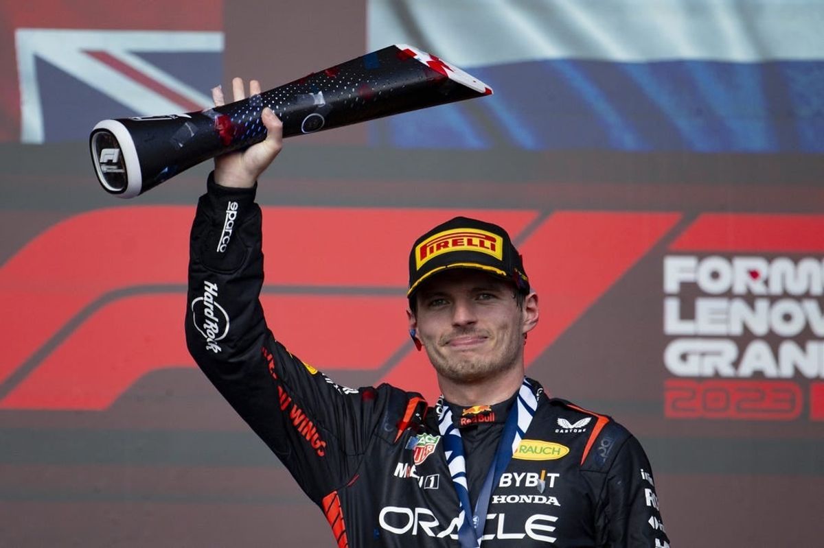 Oct 22, 2023; Austin, Texas, USA; Red Bull Racing Honda driver Max Verstappen (1) of Team Netherlands waves to the crowd after the 2023 United States Grand Prix at Circuit of the Americas.