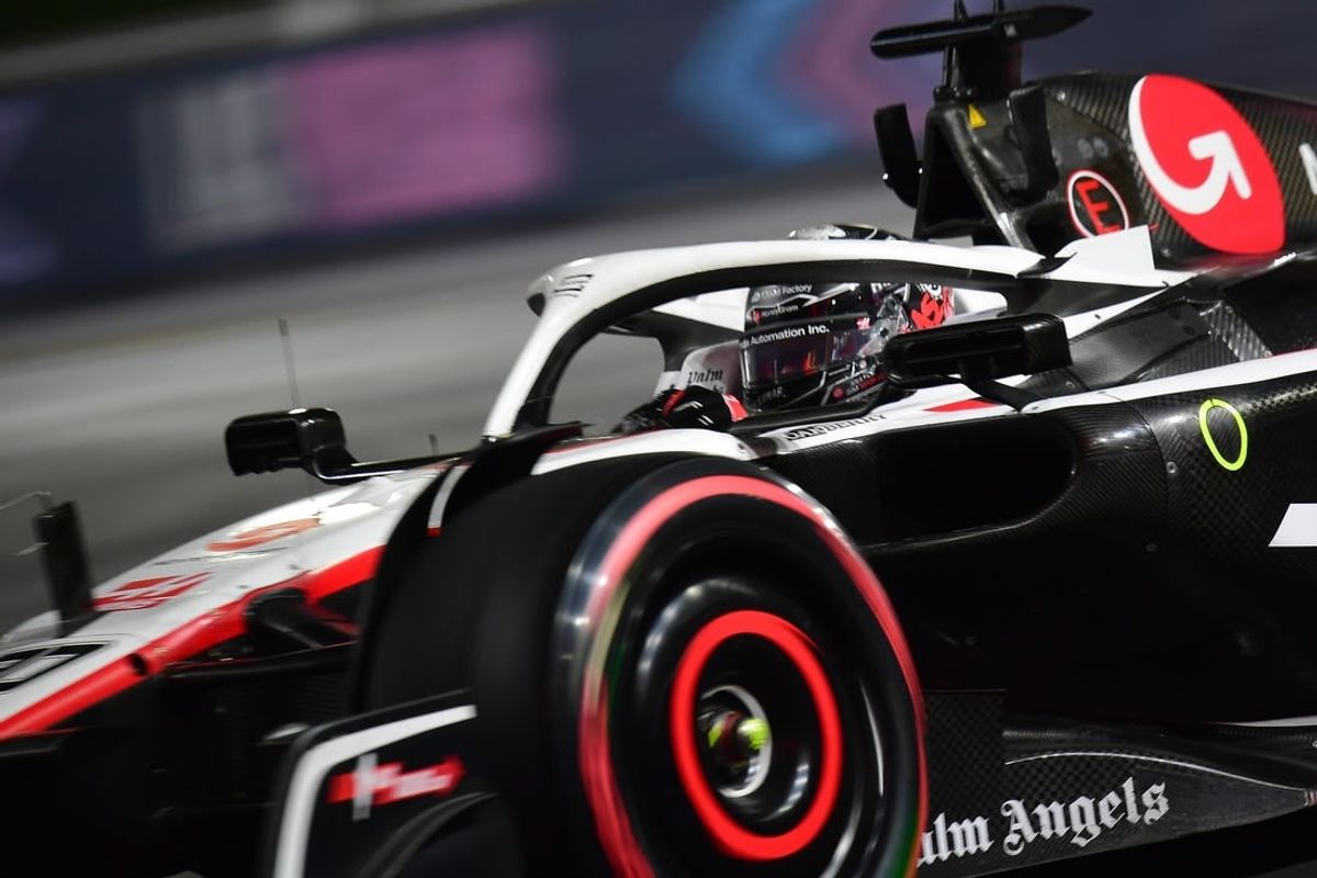 Nov 16, 2023; Las Vegas, Nevada, USA; Haas F1 driver Nico Hulkenberg of Germany (27) during free practice at Las Vegas Strip Circuit.