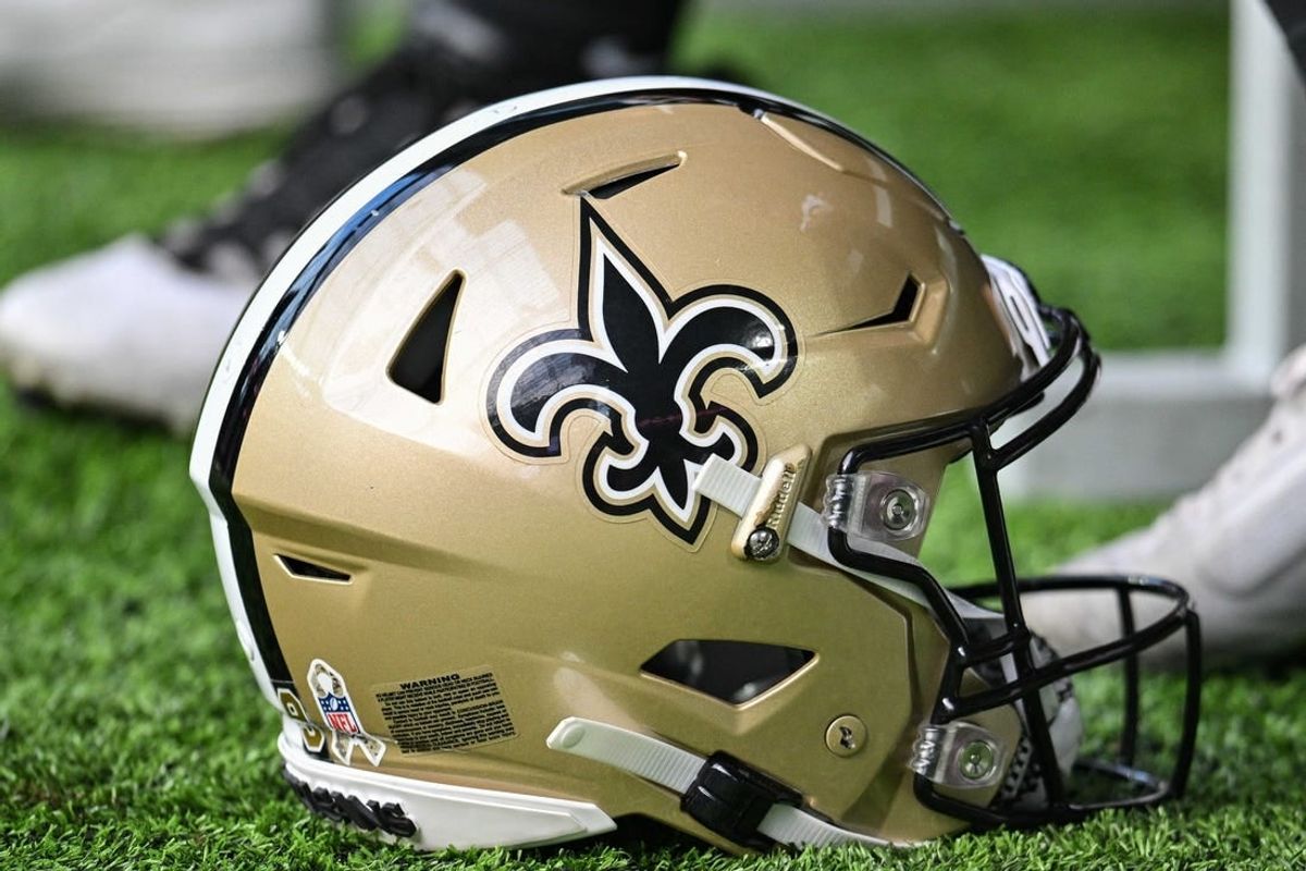Nov 12, 2023; Minneapolis, Minnesota, USA; A New Orleans Saints helmet during the game between the Minnesota Vikings and the New Orleans Saints at U.S. Bank Stadium.