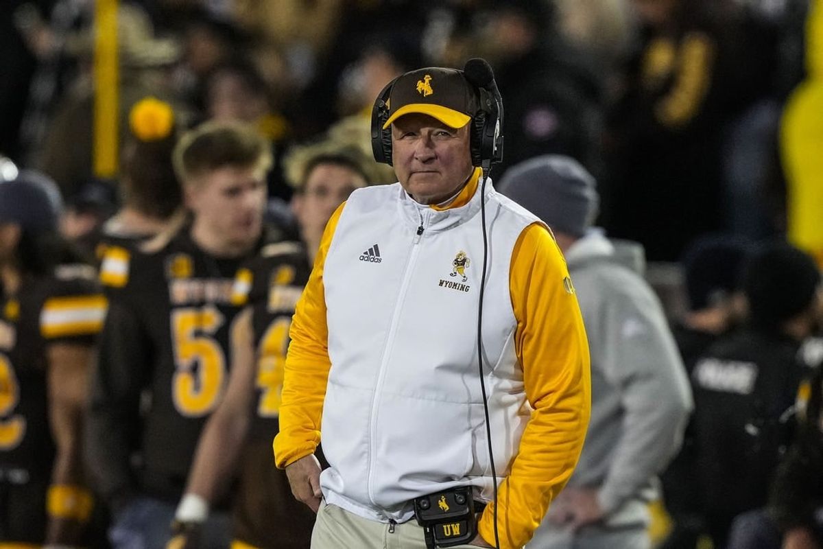 Nov 3, 2023; Laramie, Wyoming, USA; Wyoming Cowboys head coach Craig Bohl against the Colorado State Rams during the fourth quarter at Jonah Field at War Memorial Stadium.