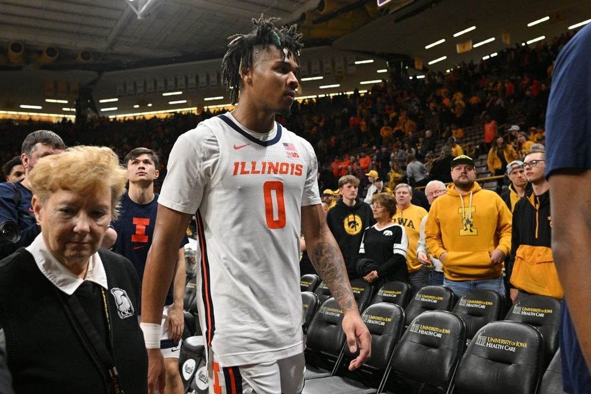Mar 10, 2024; Iowa City, Iowa, USA; Illinois Fighting Illini guard Terrence Shannon Jr. (0) walks off the court after the game against the Iowa Hawkeyes at Carver-Hawkeye Arena.