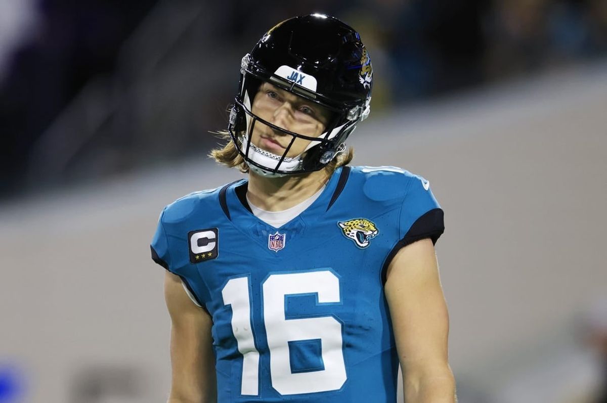 Jacksonville Jaguars quarterback Trevor Lawrence (16) looks on during the third quarter of a regular season NFL football matchup Sunday, Dec. 17, 2023 at EverBank Stadium in Jacksonville.