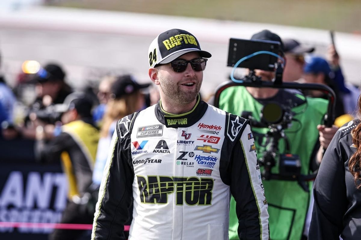 Feb 25, 2024; Hampton, Georgia, USA; NASCAR Cup Series driver William Byron (24) on pit road prior to the Ambetter Health 400 at Atlanta Motor Speedway.