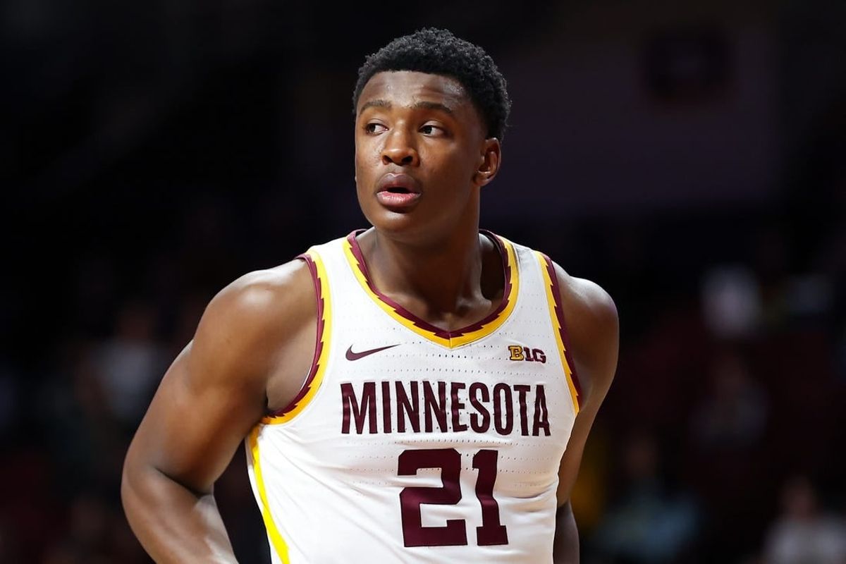 Nov 30, 2023; Minneapolis, Minnesota, USA; Minnesota Golden Gophers forward Pharrel Payne (21) looks on during the first half against the New Orleans Privateers at Williams Arena.