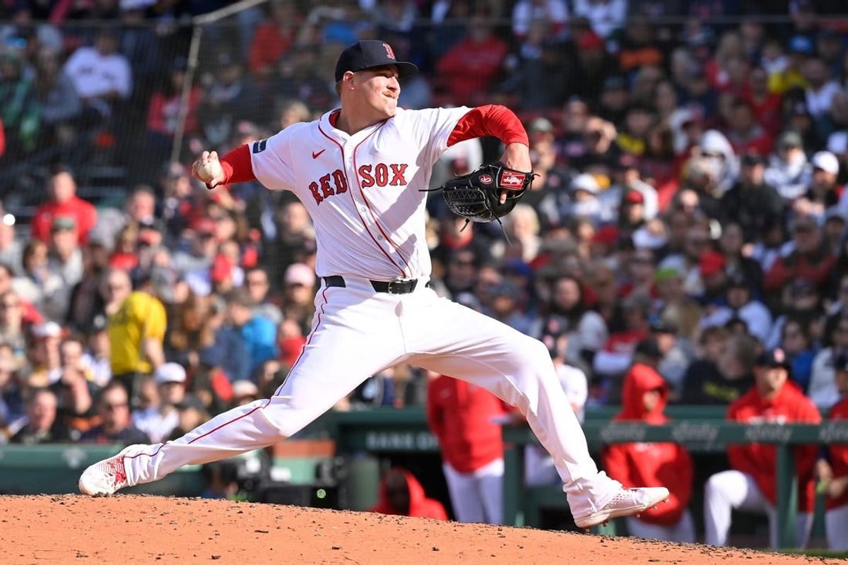 Apr 9, 2024; Boston, Massachusetts, USA; Boston Red Sox pitcher Josh Winckowski (25) throws against the Baltimore Orioles during the eighth inning at Fenway Park.