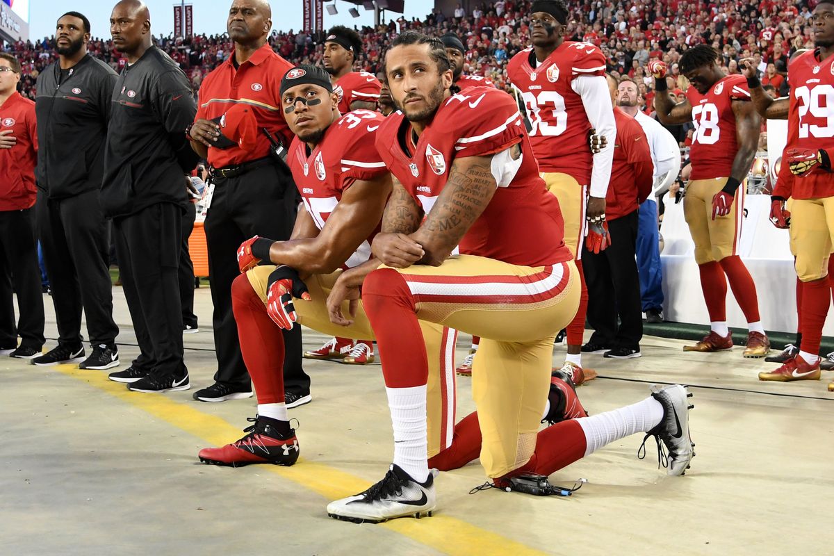 For families of police brutality victims, Colin Kaepernick (r.) being blackballed by NFL has been a source of added pain.