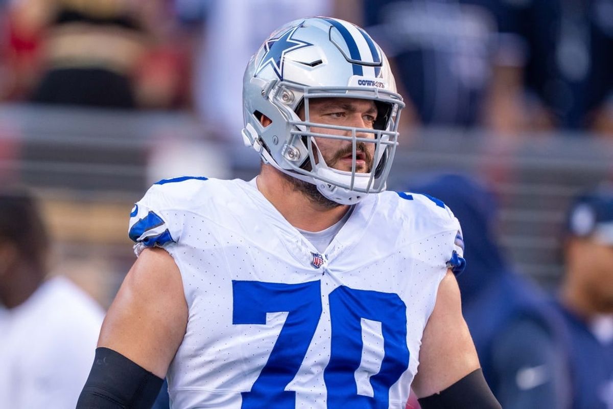 October 8, 2023; Santa Clara, California, USA; Dallas Cowboys guard Zack Martin (70) warms up before the game against the San Francisco 49ers at Levi's Stadium.