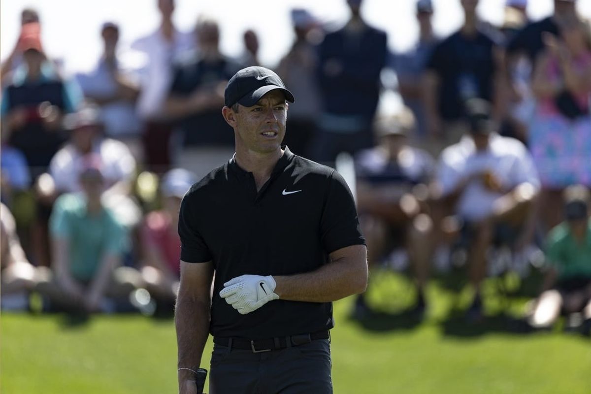 Mar 14, 2024; Ponte Vedra Beach, Florida, USA; Rory McIlroy sets to play on the 3rd tee during the first round of THE PLAYERS Championship golf tournament.