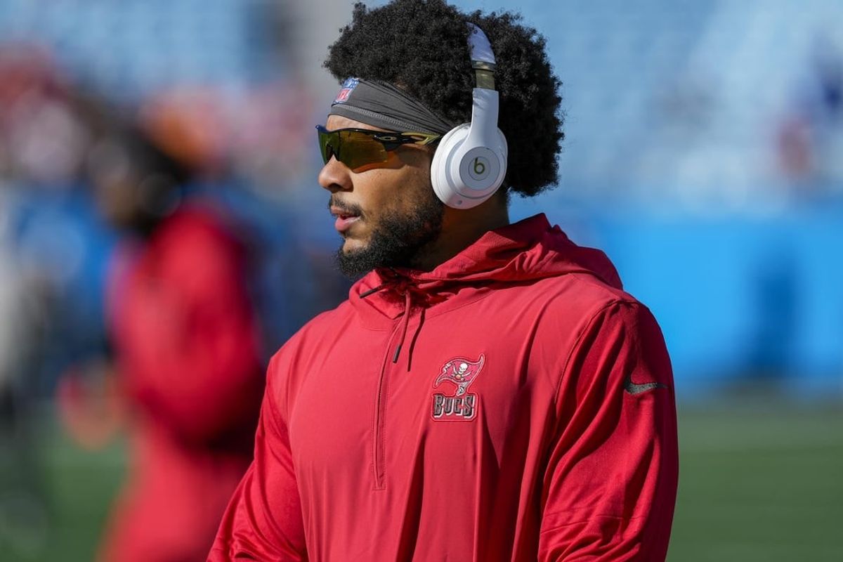 Jan 7, 2024; Charlotte, North Carolina, USA; Tampa Bay Buccaneers safety Antoine Winfield Jr. (31) during pregame warm ups against the Carolina Panthers at Bank of America Stadium.
