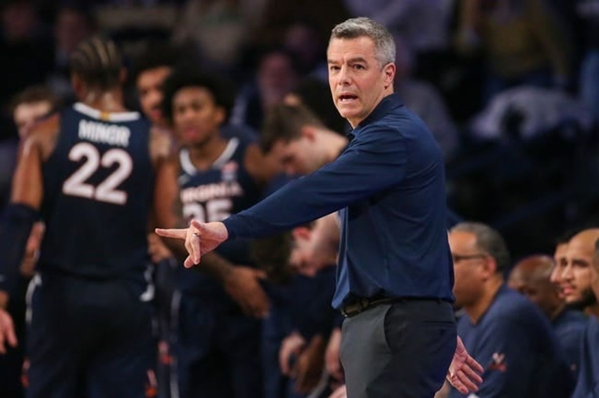 Jan 20, 2024; Atlanta, Georgia, USA; Virginia Cavaliers head coach Tony Bennett coaches against the Georgia Tech Yellow Jackets in the first half at McCamish Pavilion.