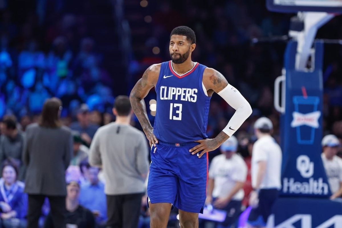 Dec 21, 2023; Oklahoma City, Oklahoma, USA; LA Clippers forward Paul George (13) during the second half against the Oklahoma City Thunder at Paycom Center.