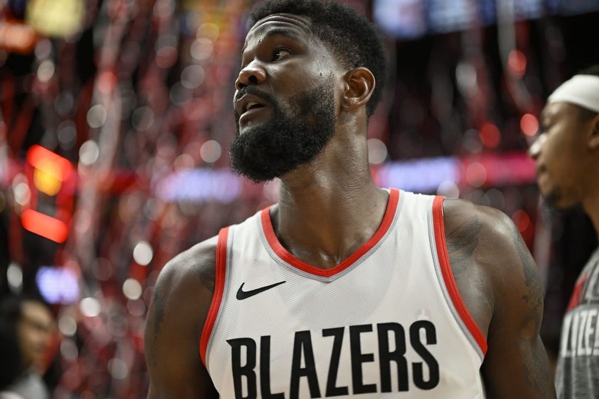 Mar 13, 2024; Portland, Oregon, USA; Portland Trail Blazers center Deandre Ayton (2) walks off the court after a game against the Atlanta Hawks at Moda Center.