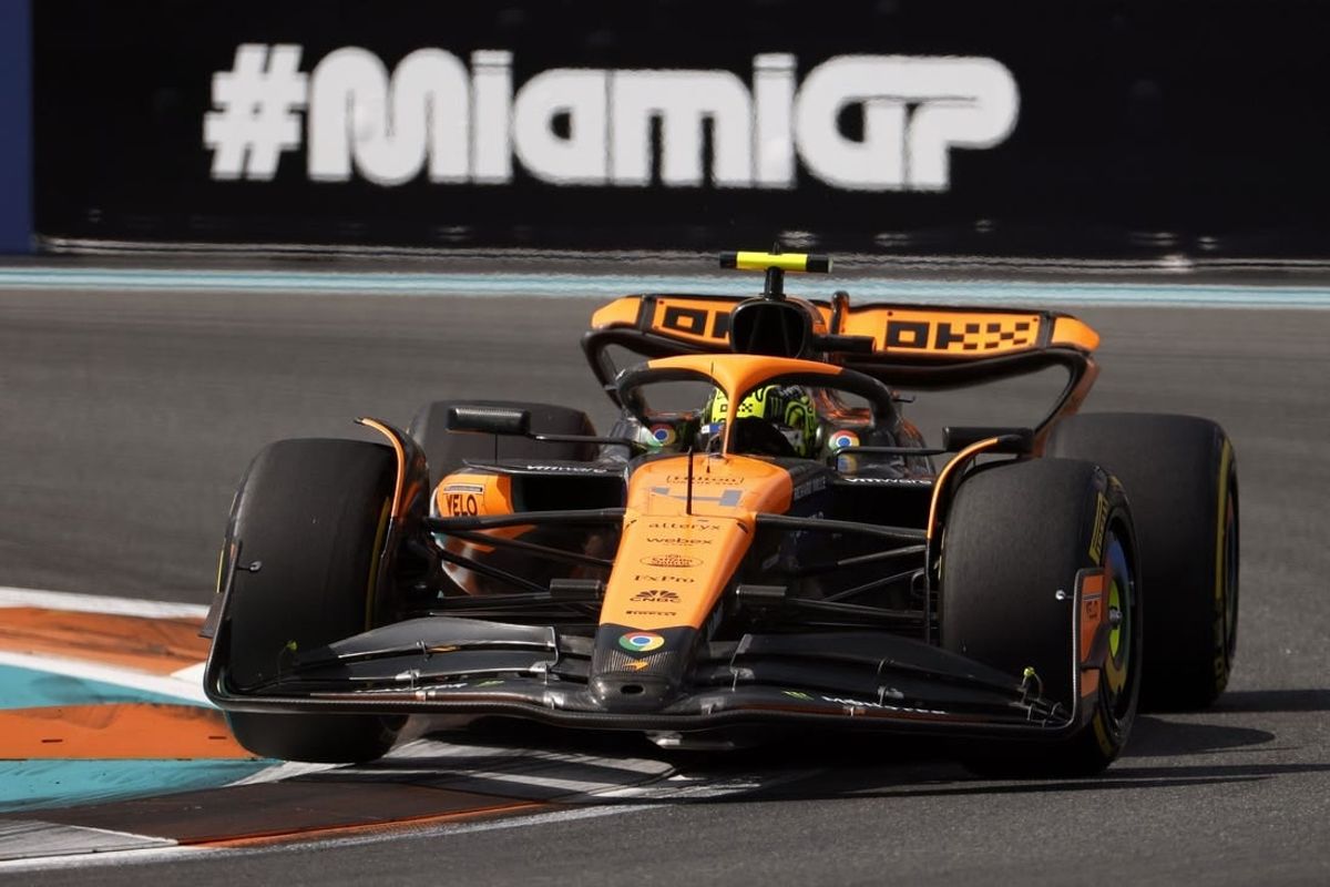 May 5, 2024; Miami Gardens, Florida, USA; McLaren driver Lando Norris (4) during the Miami Grand Prix at Miami International Autodrome.