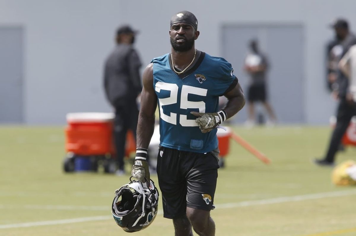 Aug 16, 2020; Jacksonville, Florida, United States;  Jacksonville Jaguars corner back D.J. Hayden (25) walks down the field  during training camp drills at the Dream Finders Homes training facility.