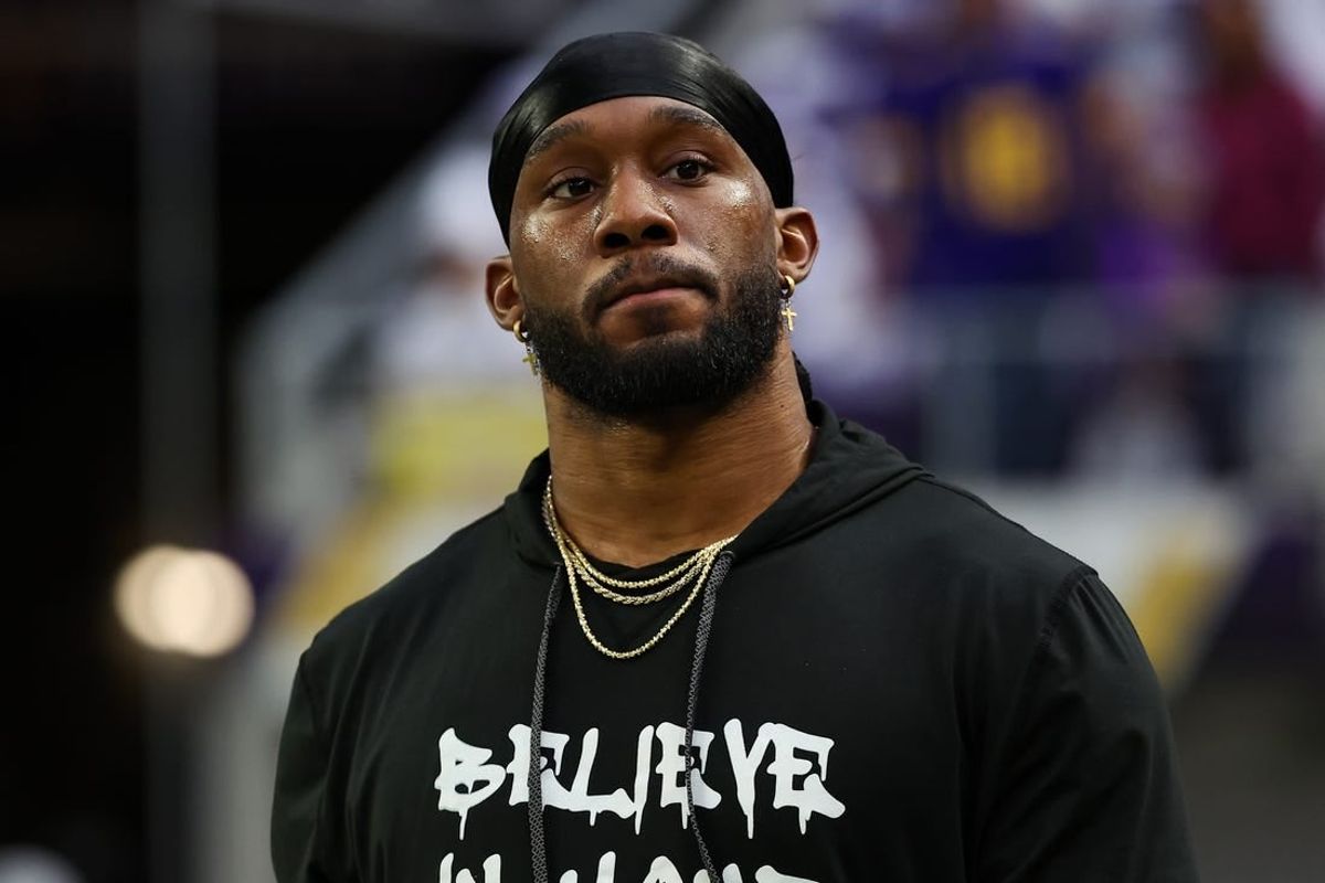 Dec 24, 2023; Minneapolis, Minnesota, USA; Minnesota Vikings running back Alexander Mattison (2) looks on before the game against the Detroit Lions at U.S. Bank Stadium.