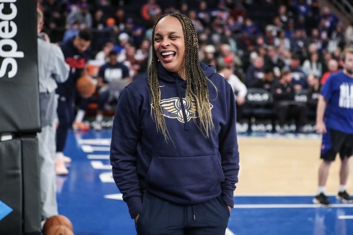 Feb 25, 2023; New York, New York, USA; New Orleans Pelicans Assistant Coach Teresa Weatherspoon during warmups New York Knicks at Madison Square Garden.