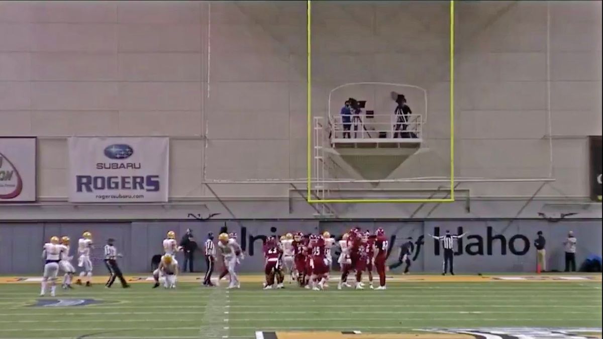 The giant wall immediately behind the goalposts should have counted as the  13th man for Idaho, who beat Eastern Washington on Saturday.
