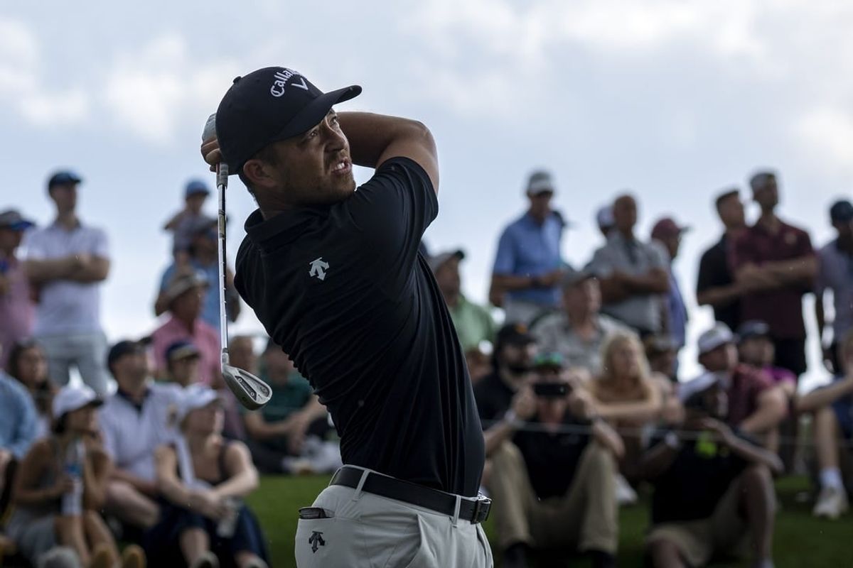 Mar 16, 2024; Ponte Vedra Beach, Florida, USA; Xander Schauffele plays from the 3rd tee during the third round of THE PLAYERS Championship golf tournament.