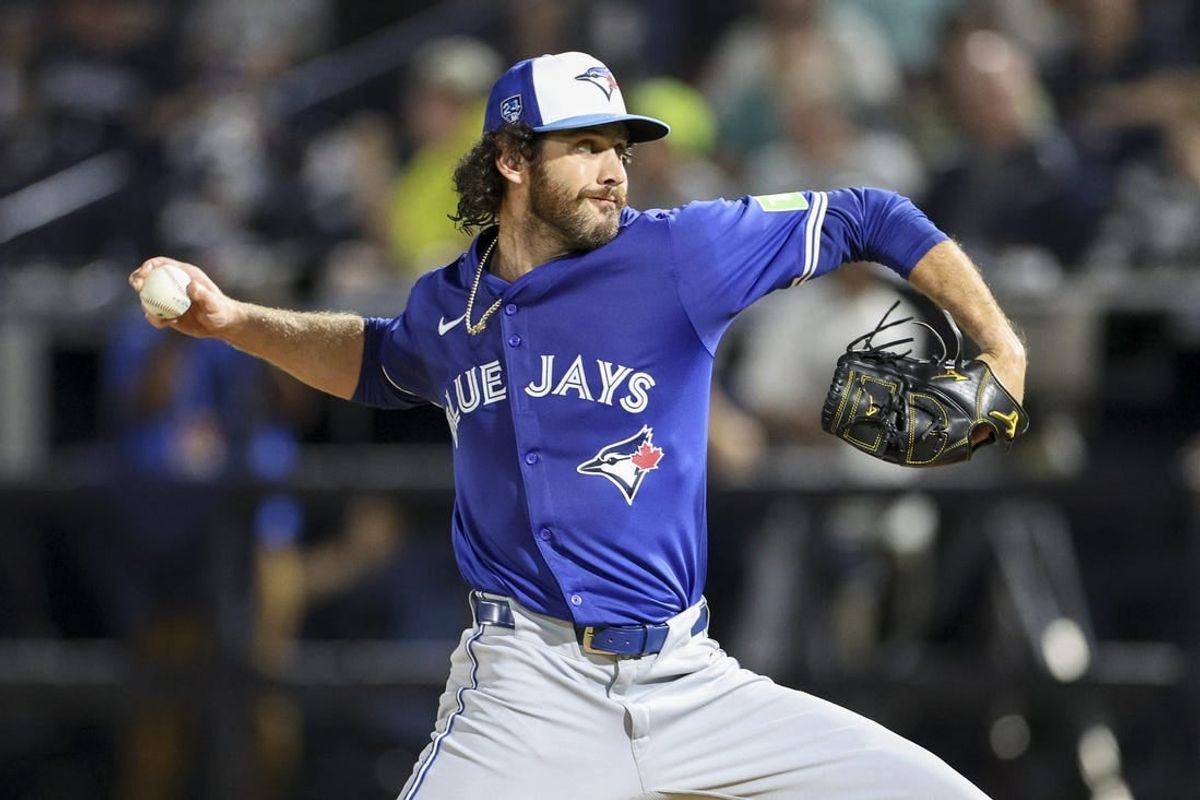 Mar 1, 2024; Tampa, Florida, USA;  Toronto Blue Jays relief pitcher Jordan Romano (68) throws a pitch against the New York Yankees in the third inning at George M. Steinbrenner Field.