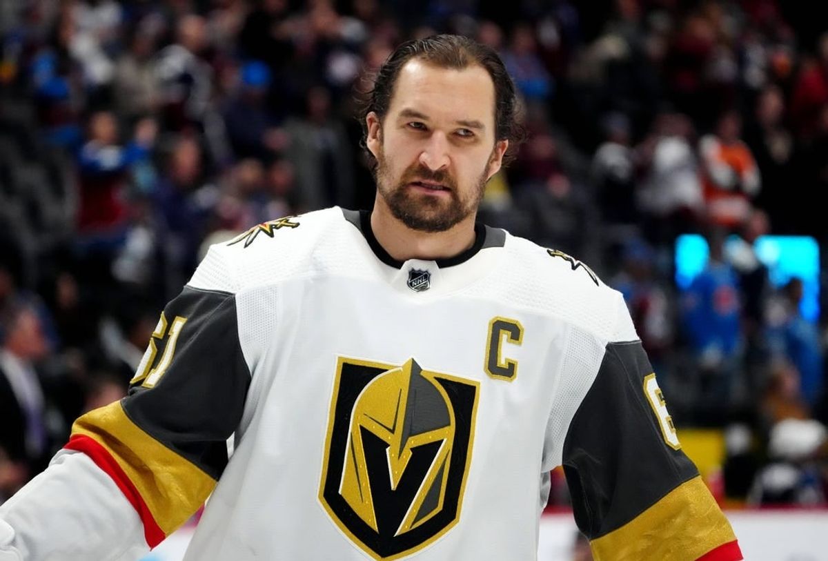Jan 10, 2024; Denver, Colorado, USA; Vegas Golden Knights right wing Mark Stone (61) before the game against the Colorado Avalanche at Ball Arena.