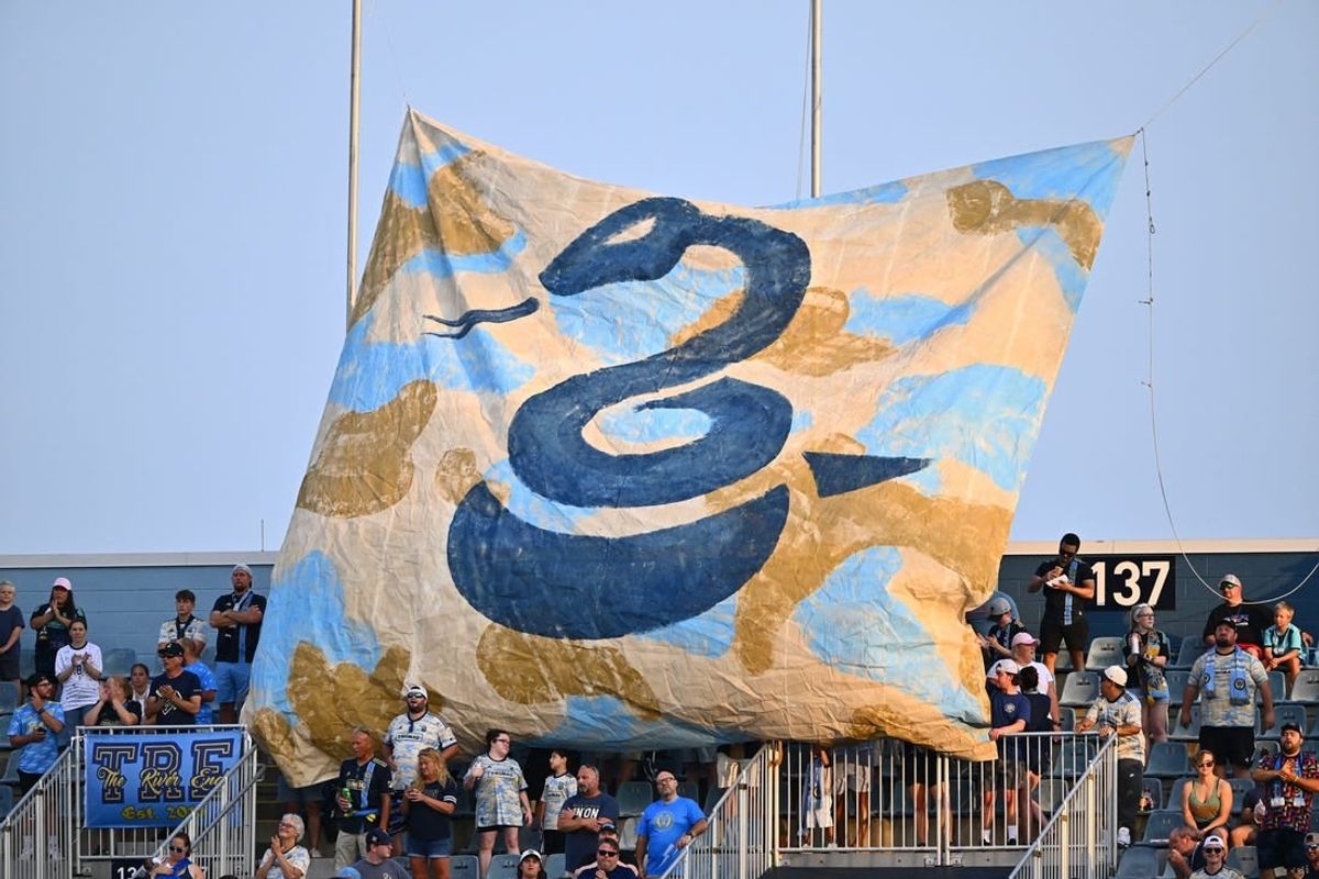 Jul 26, 2023; Chester, PA, USA; Philadelphia Union supporters display a banner before the game against Queretaro at Subaru Park.