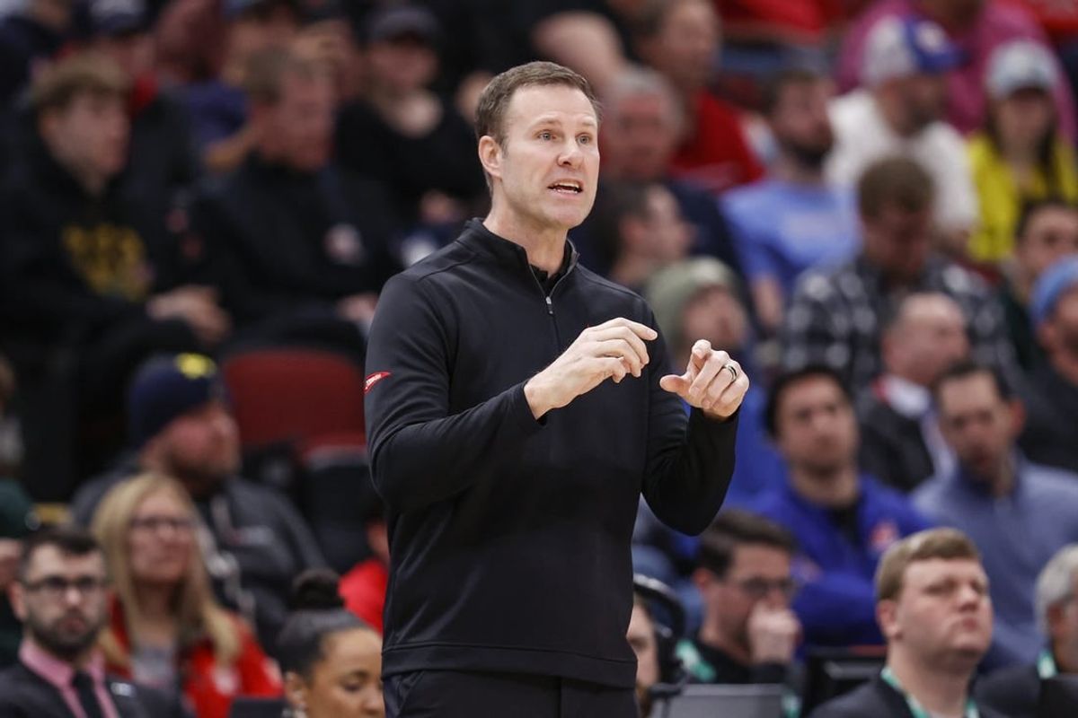Mar 8, 2023; Chicago, IL, USA; Nebraska Cornhuskers head coach Fred Hoiberg directs his team against the Minnesota Golden Gophers during the first half at United Center.