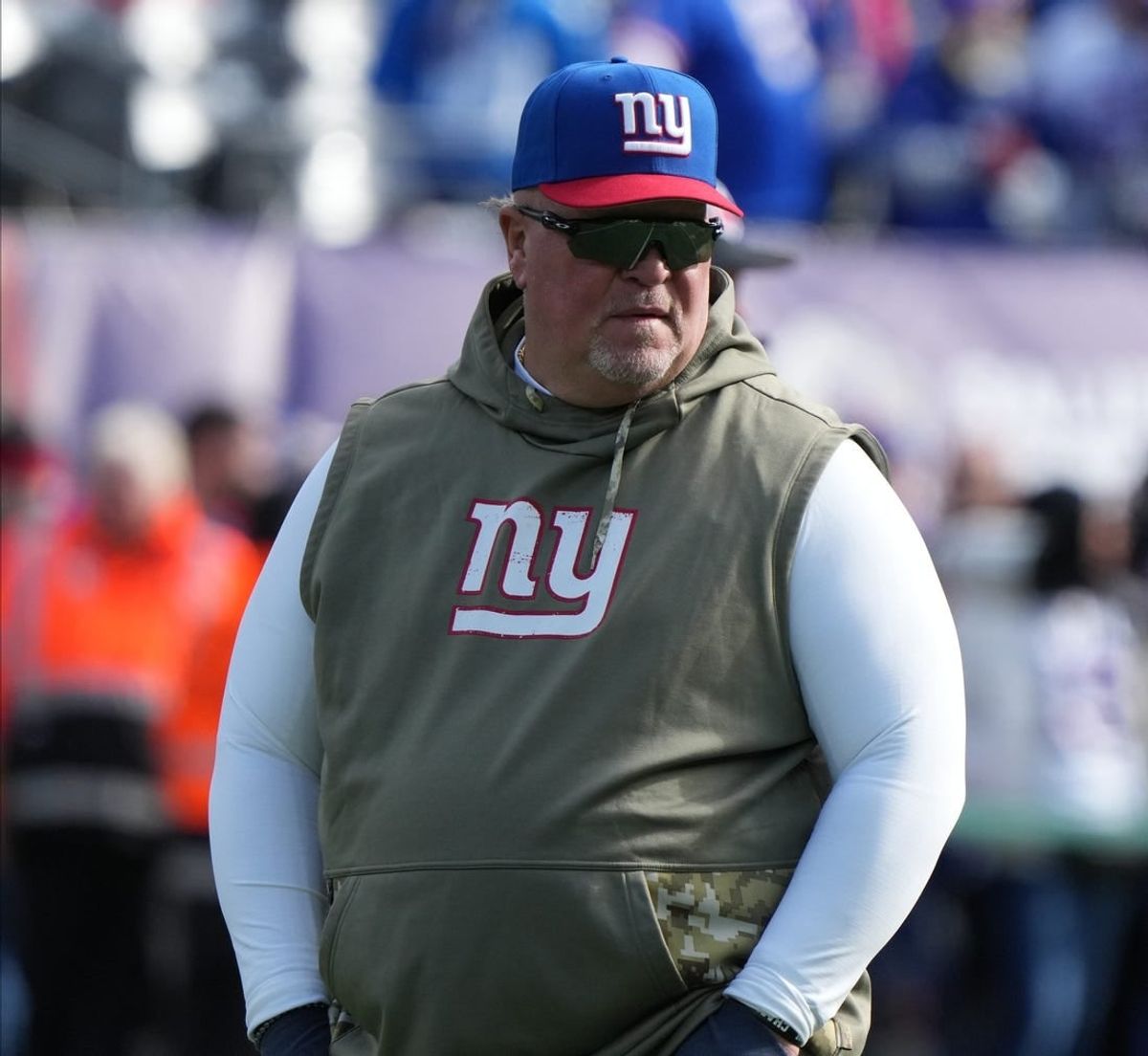 Giants defensive coordinator Don \"Wink\" Martindale during warm ups prior to the Houston Texans at the New York Giants in a game played at MetLife Stadium in East Rutherford, NJ on November 13, 2022.

The Houston Texans Face The New York Giants In A Game Played At Metlife Stadium In East Rutherford Nj On November 13 2022