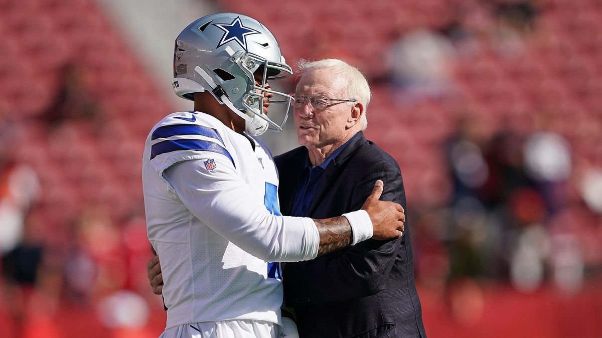 Dak Prescott (left) and Jerry Jones