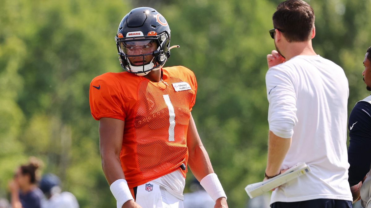 Justin Fields apparently feels better about his offensive line than Bears fans do.