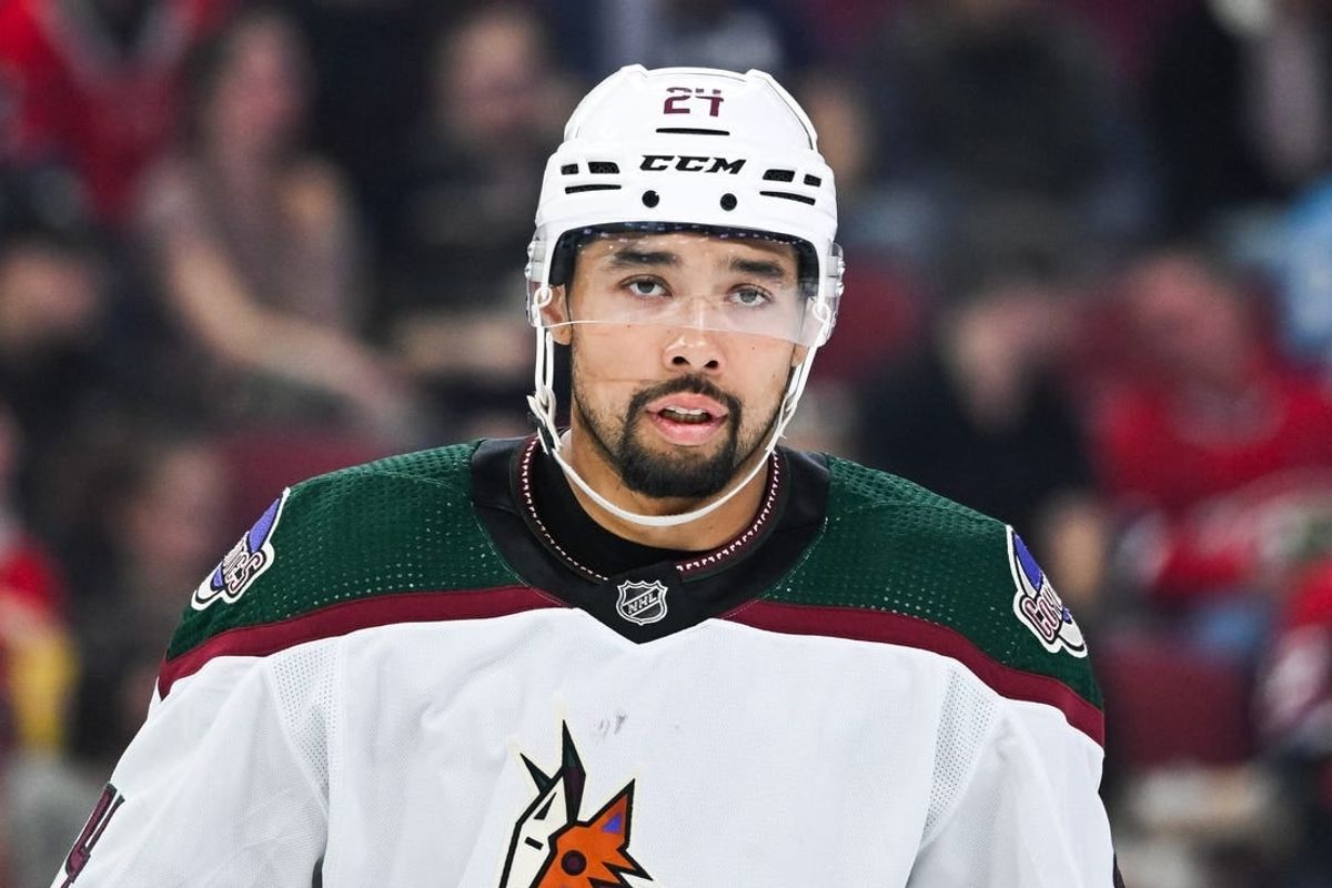Feb 27, 2024; Montreal, Quebec, CAN; Arizona Coyotes defenseman Matt Dumba (24) looks on against the Montreal Canadiens during the second period at Bell Centre.