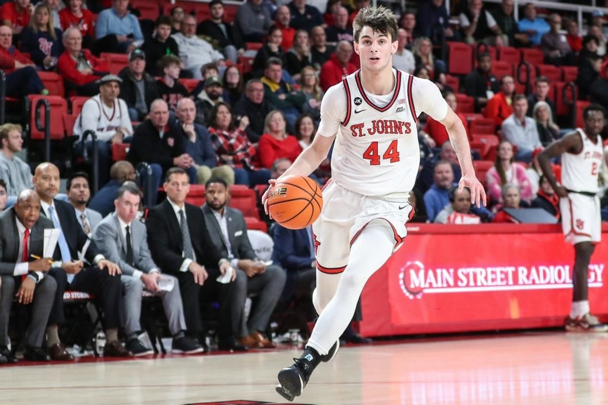 Dec 6, 2023; Queens, New York, USA;  St. John's Red Storm forward Brady Dunlap (44) at Carnesecca Arena.