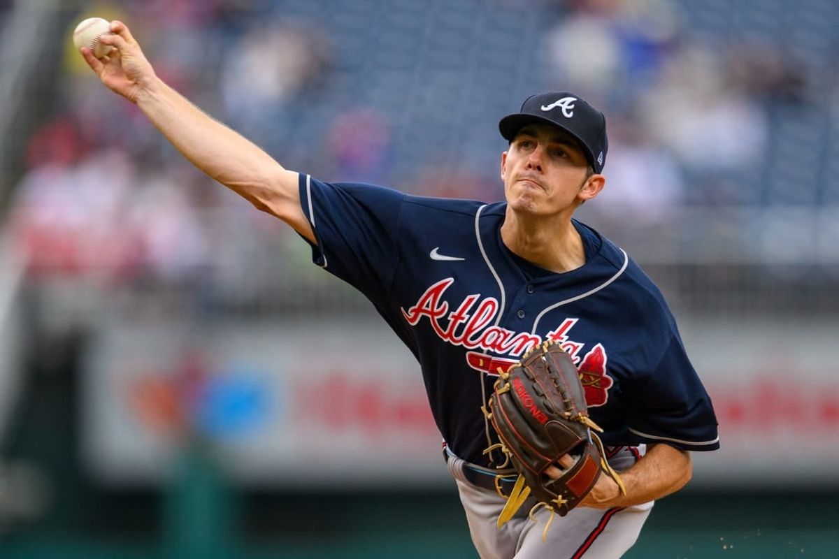 Sep 24, 2023; Washington, District of Columbia, USA; Atlanta Braves starting pitcher Allan Winans (72) throws a pitch during the fourth inning against the Washington Nationals at Nationals Park.