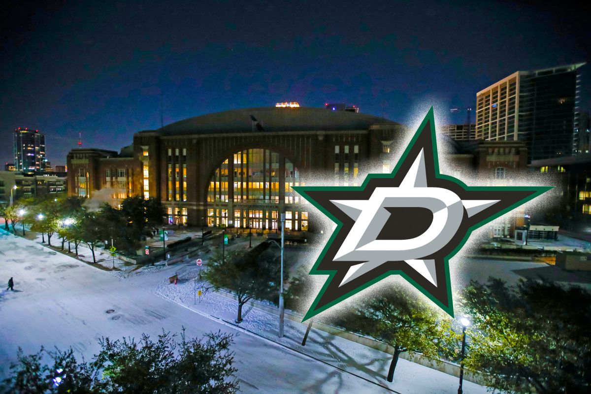 In order to save electricity, the promenade lights and screens are turned off in front of American Airlines Center in Dallas.