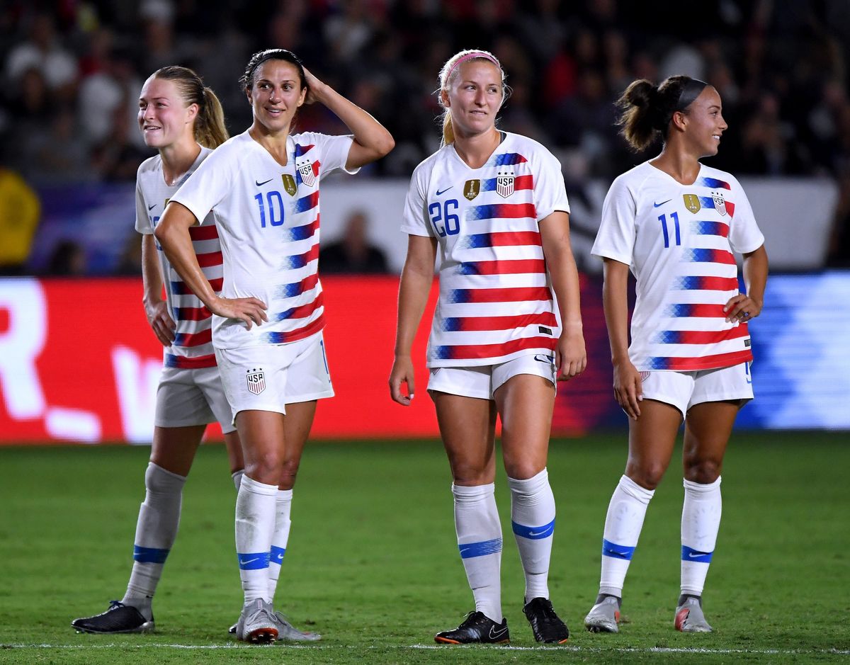 Hailie Mace (#26) alongside Sky Blue FC player Carli Lloyd (#10) for the US Women’s National Team.