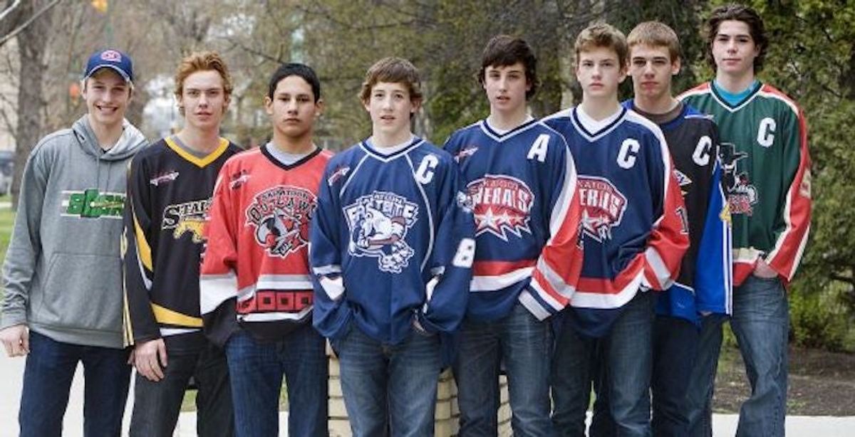 Pictured: the Saskatoon Minor Hockey Association class of 2012. L-R: Tate, Wyatt, Cameron, Connor, Dustin, Lane, Brad, and Kody.