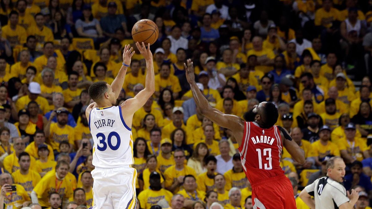 Look how riveted all the people are. It’s because he’s shooting over James Harden and not Trevor Ariza.