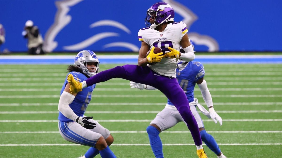 The Vikings’ Justin Jefferson can definitely get up.