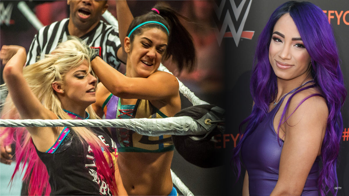 Sasha Banks (far right) and Bayley (center) put on a classic match five years ago.