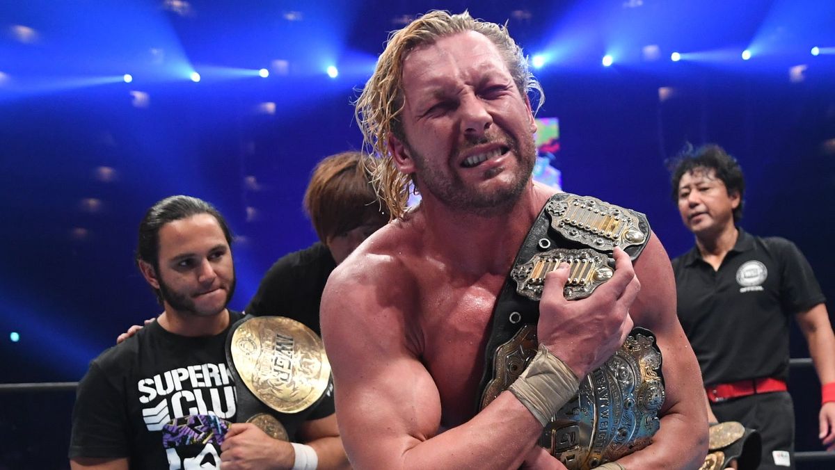 An emotional Kenny Omega celebrates his IWGP Heavyweight Championship victory—and anointing as NJPW’s official top star—last month at Dominion 2018.