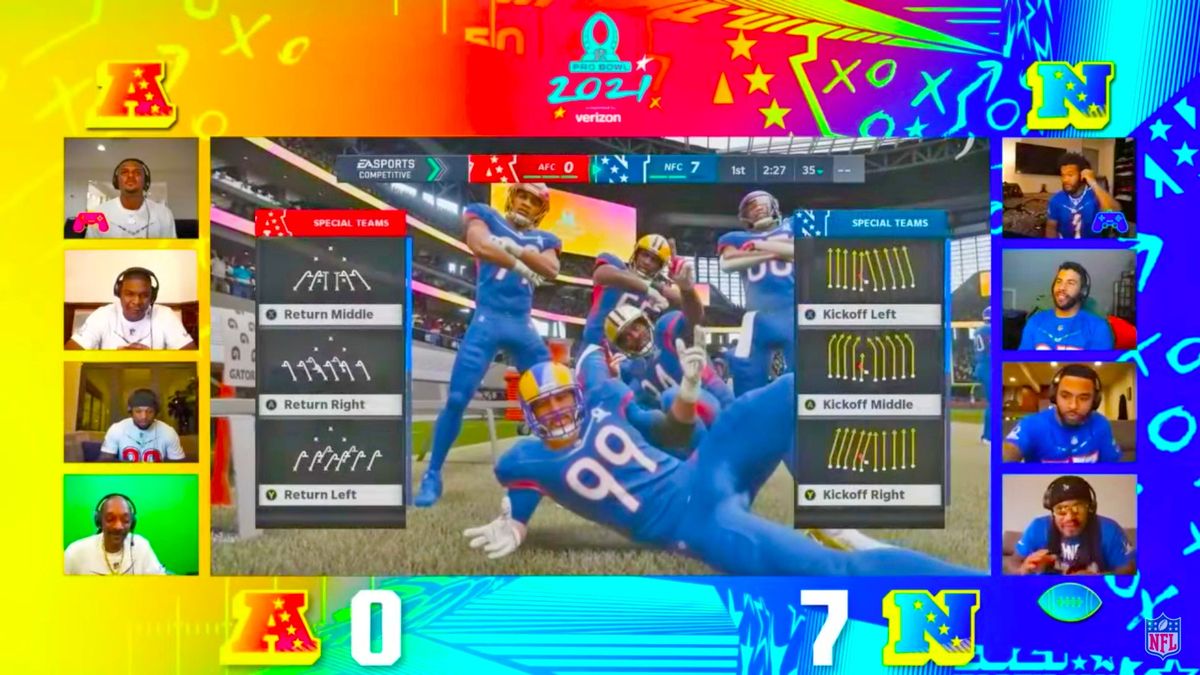 Team AFC comprised of Deshaun Watson, Keyshawn Johnson, Derrick Henry, and Snoop Dogg, while Team NFC was  Kyler Murray, Bubba Wallace, Jamal Adams, and  Marshawn Lynch.