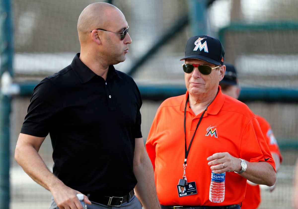 Marlins CEO Derek Jeter and majority owner Bruce Sherman.