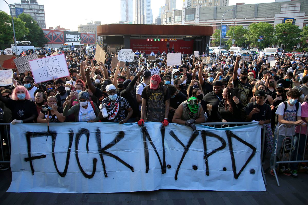 Protesters at the Barclays Center in Brooklyn