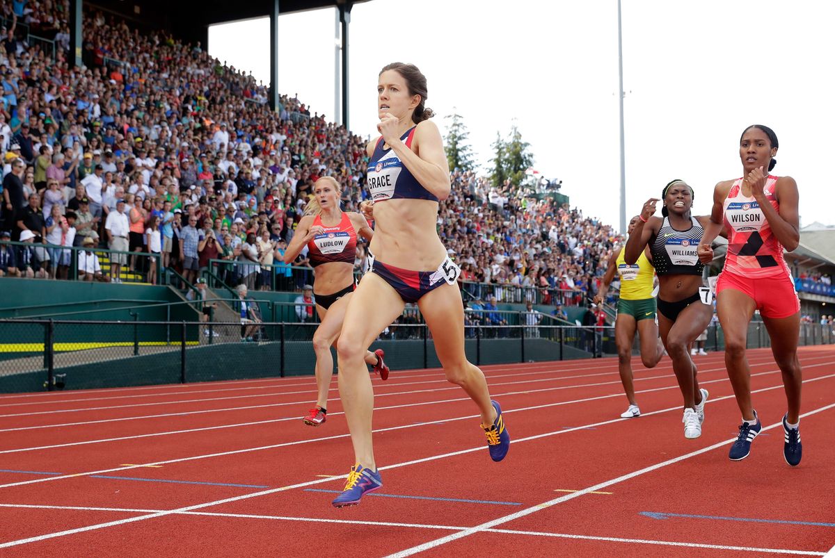 Kate Grace wins the women’s 800 meters and will represent the US in Rio. Photo credit: Getty Images