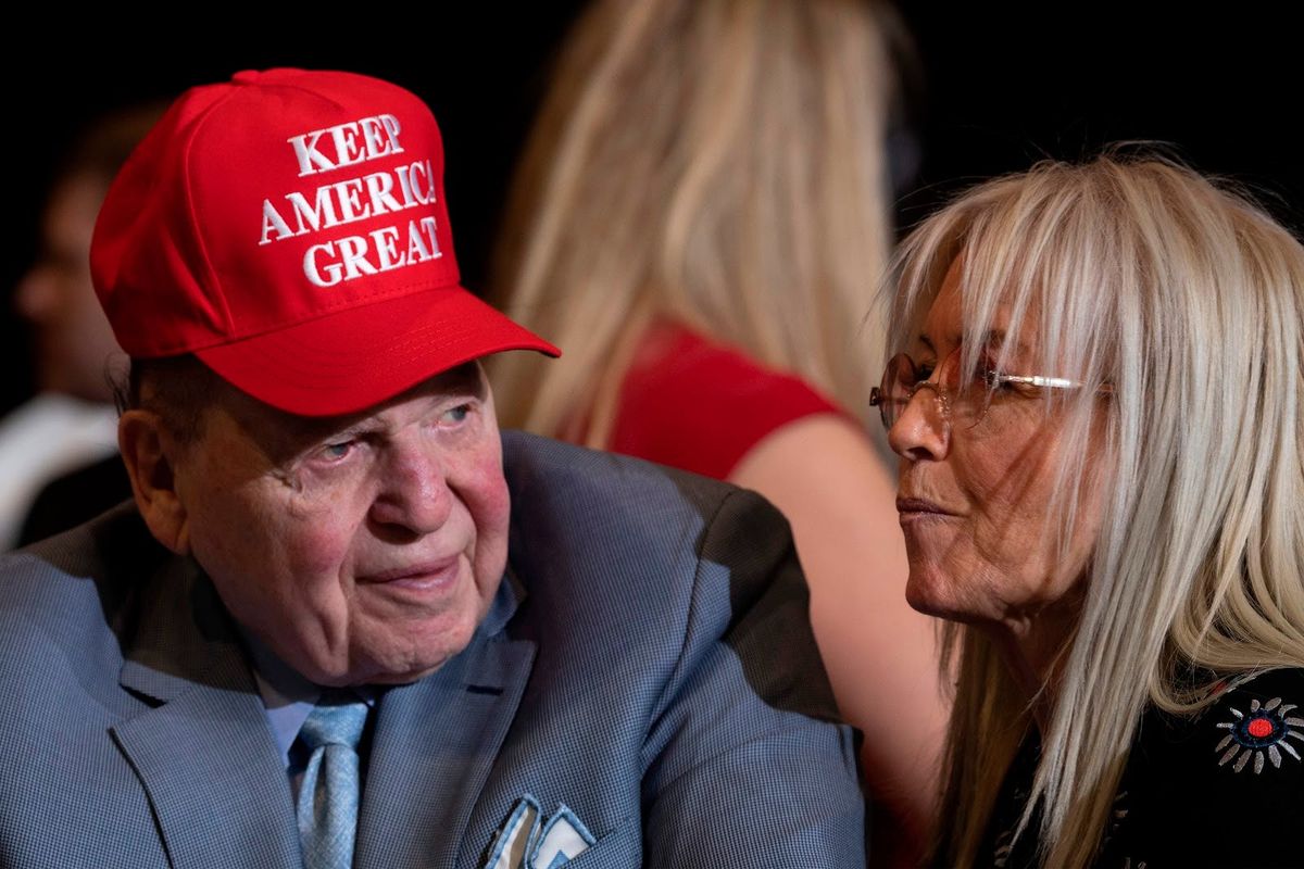 Sheldon Adelson, shown above with wife, Miriam, died Monday at 87.