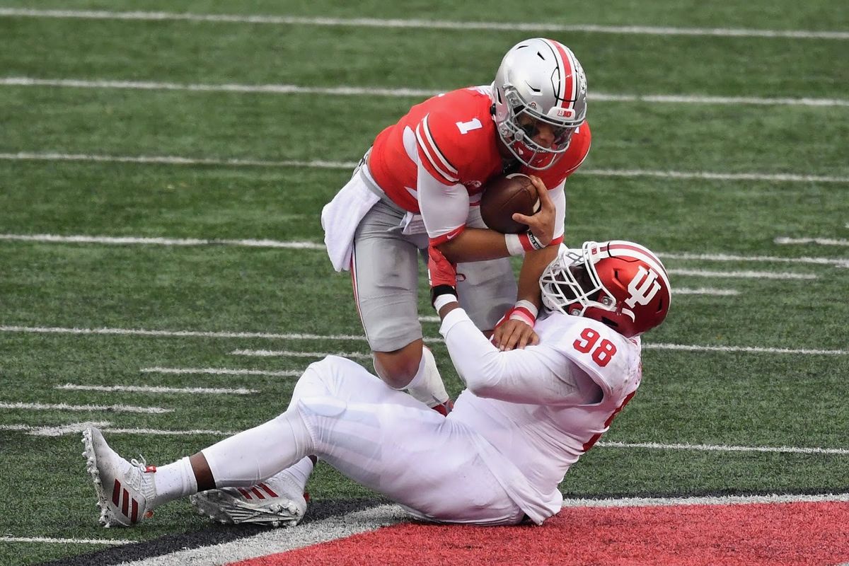 Justin Fields had an up-and-down day.