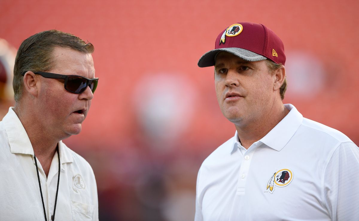 Scot McCloughan, left, and Jay Gruden, right. Photo: Nick Wass/ [object Object] .
