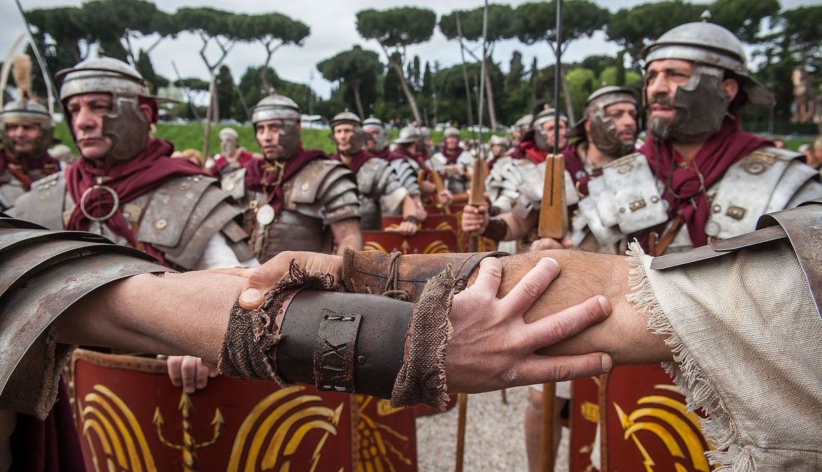 Actors portraying the Roman army. Photo credit: Giorgio Cosulich/ [object Object]